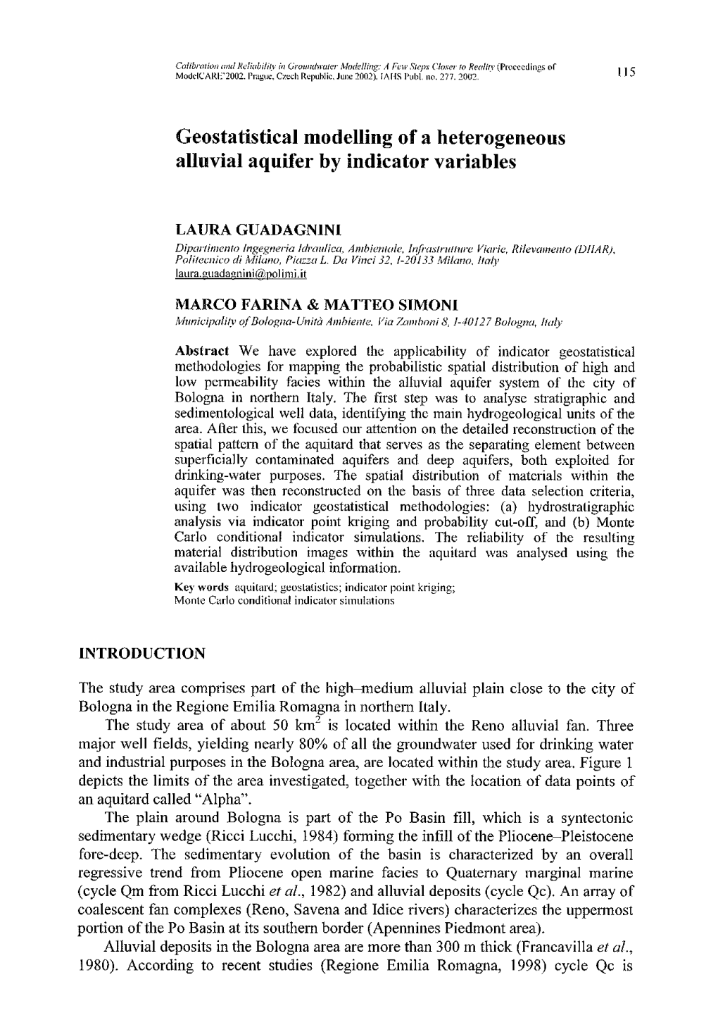 Geostatistical Modelling of a Heterogeneous Alluvial Aquifer by Indicator Variables