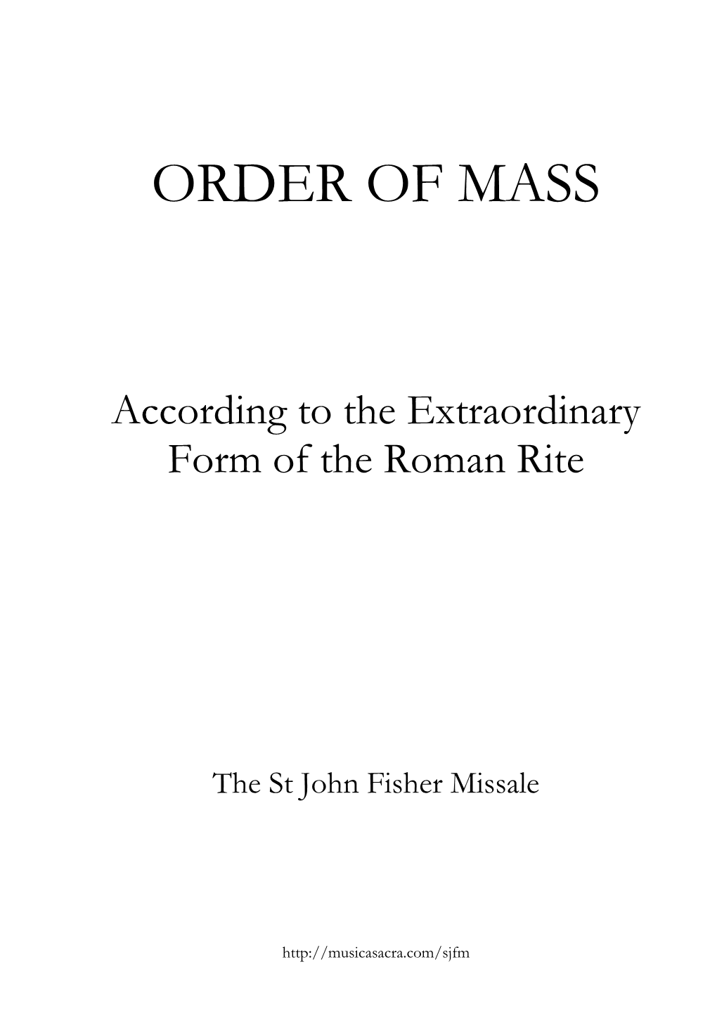 Order of Mass