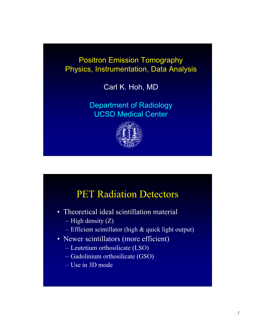 PET Radiation Detectors