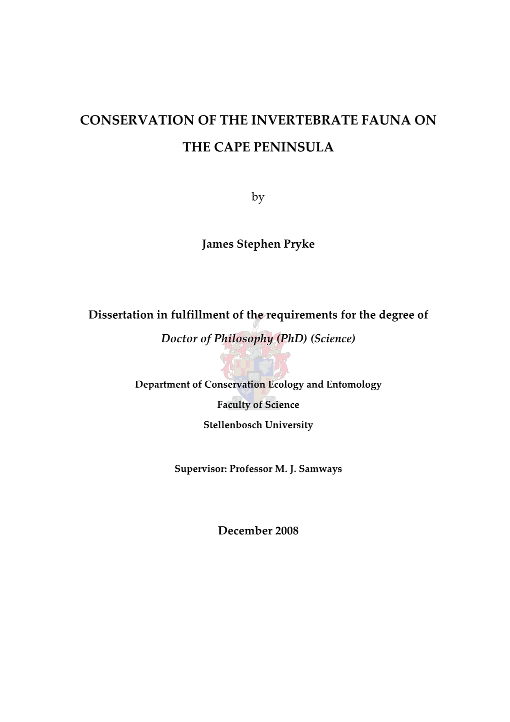 Conservation of the Invertebrate Fauna on The