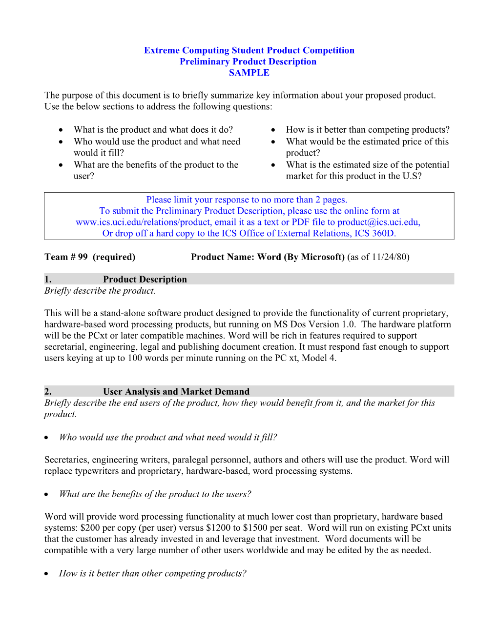 Extreme Computing Student Product Competition