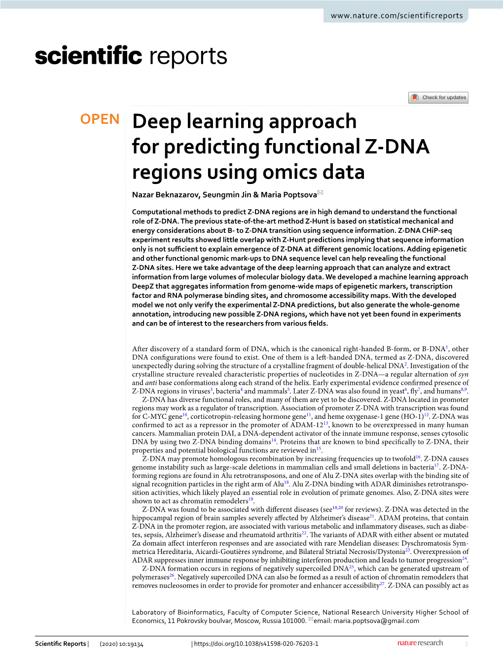 Deep Learning Approach for Predicting Functional Z-DNA Regions
