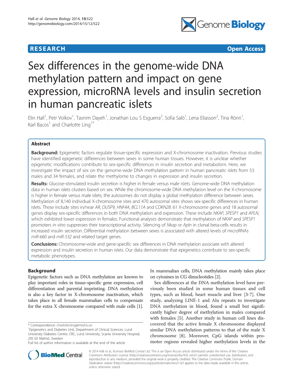 Sex Differences in the Genome-Wide DNA Methylation