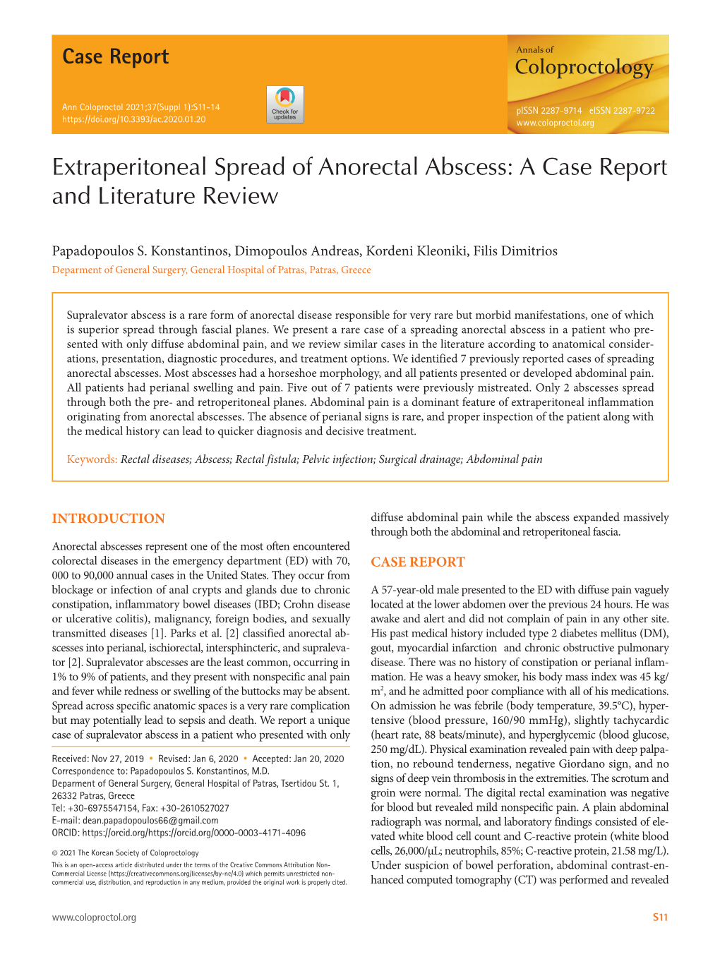 Extraperitoneal Spread of Anorectal Abscess: a Case Report and Literature Review