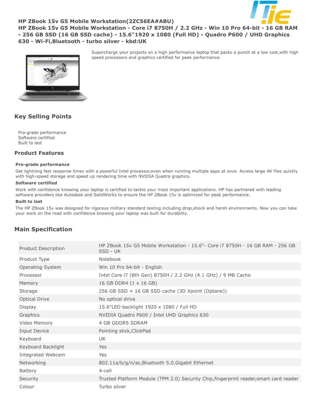 Key Selling Points Main Specification