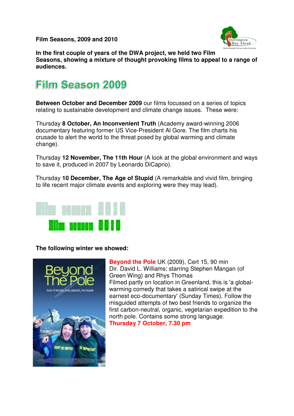 Film Seasons 2009 and 2010