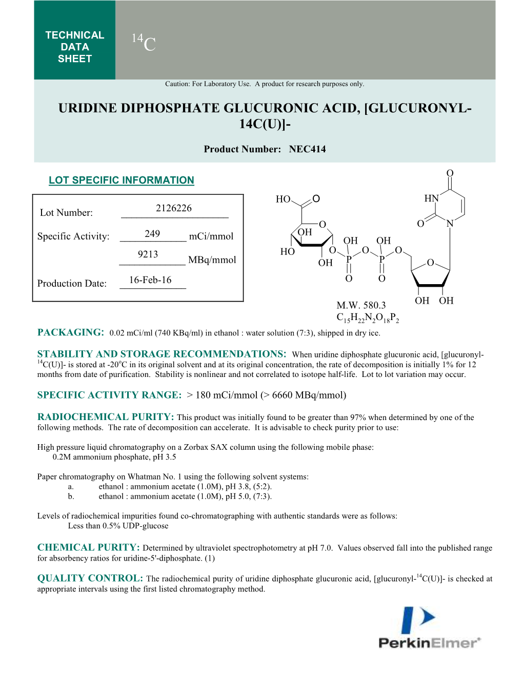 Uridine Diphosphate Glucuronic Acid, [Glucuronyl- 14C(U)]