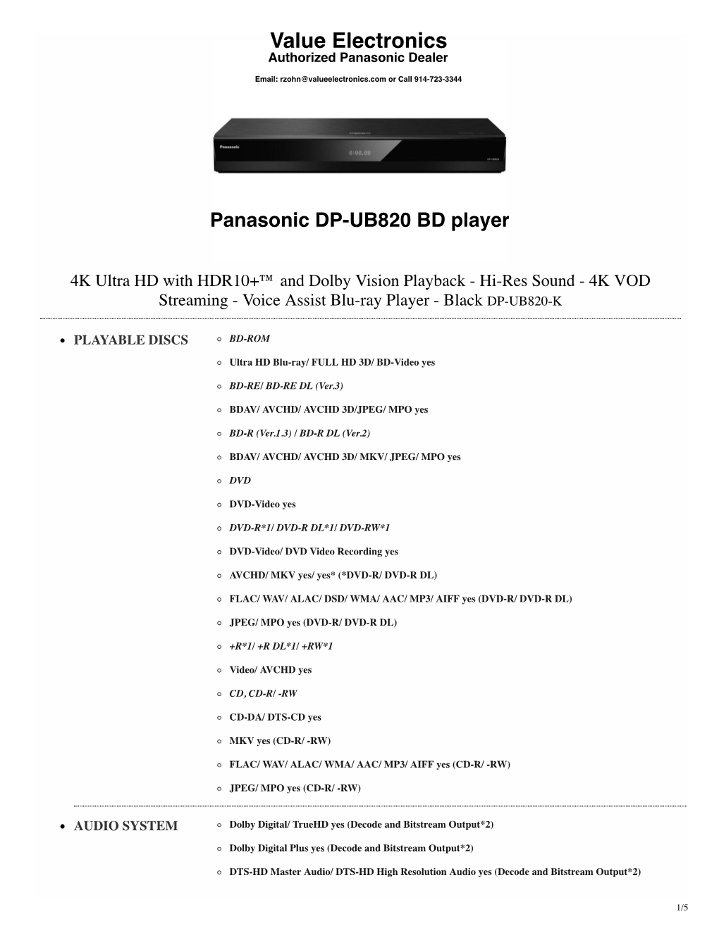 UB820 .Pdf Spec Sheet