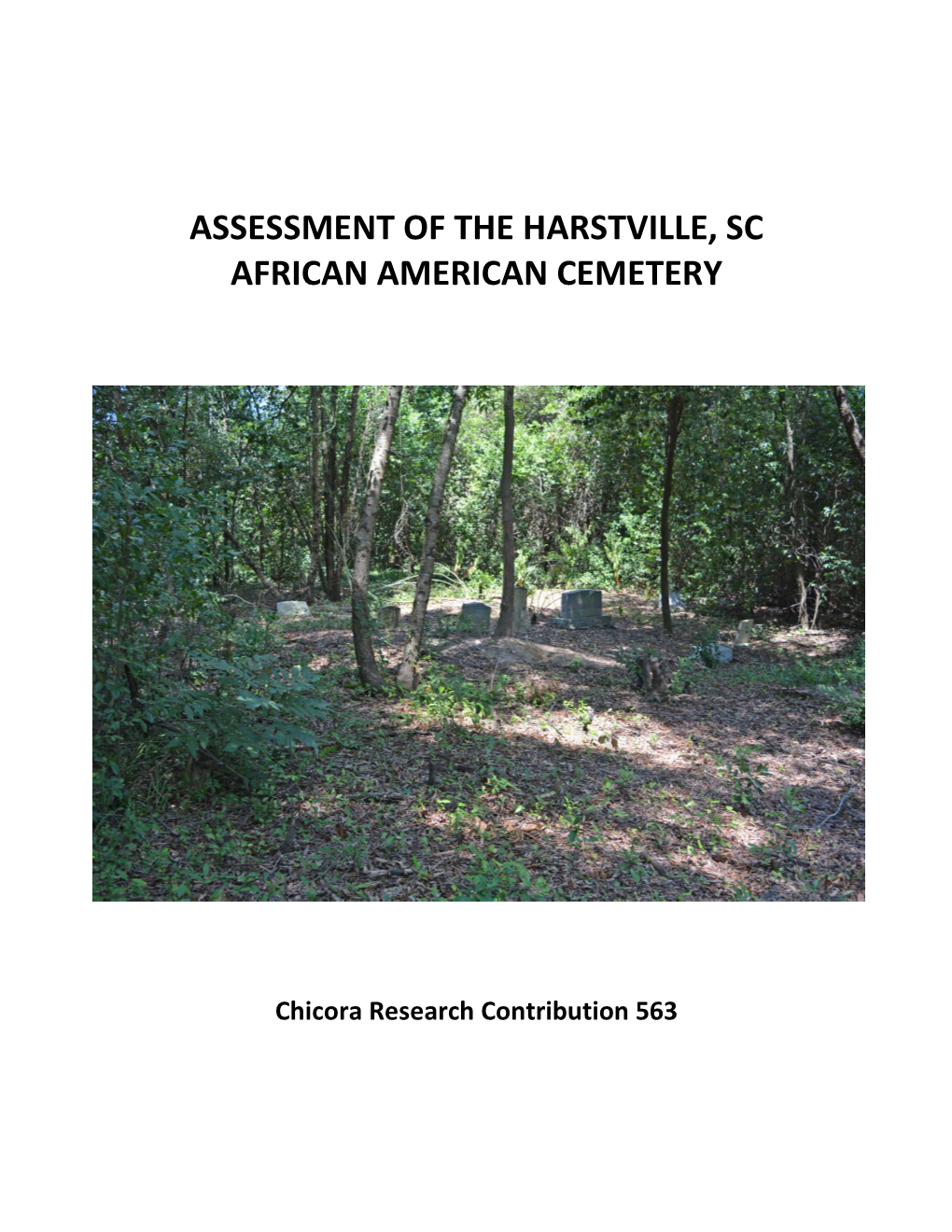 Assessment of the Hartsville, Sc African American Cemetery