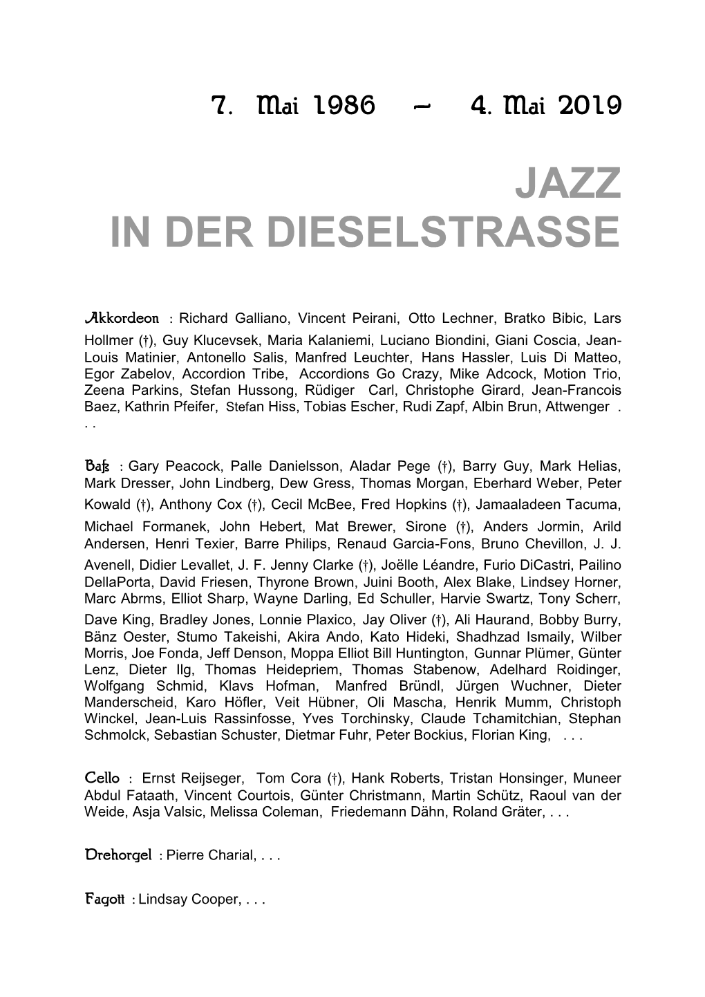 Jazz in Der Dieselstrasse