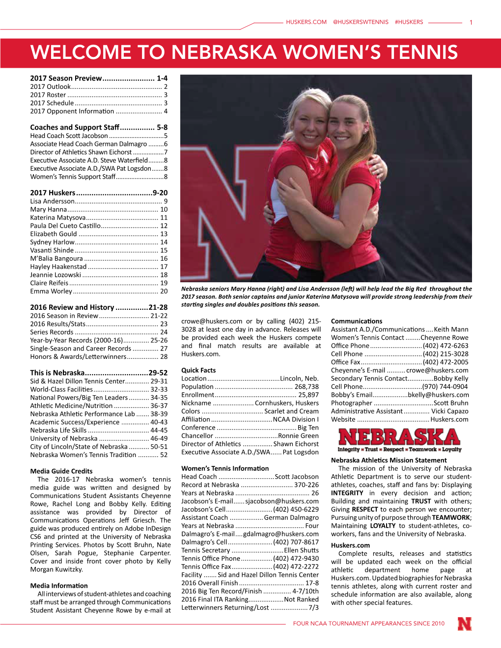 Nebraska Women's Tennis Nebraska Welcomes New Talent