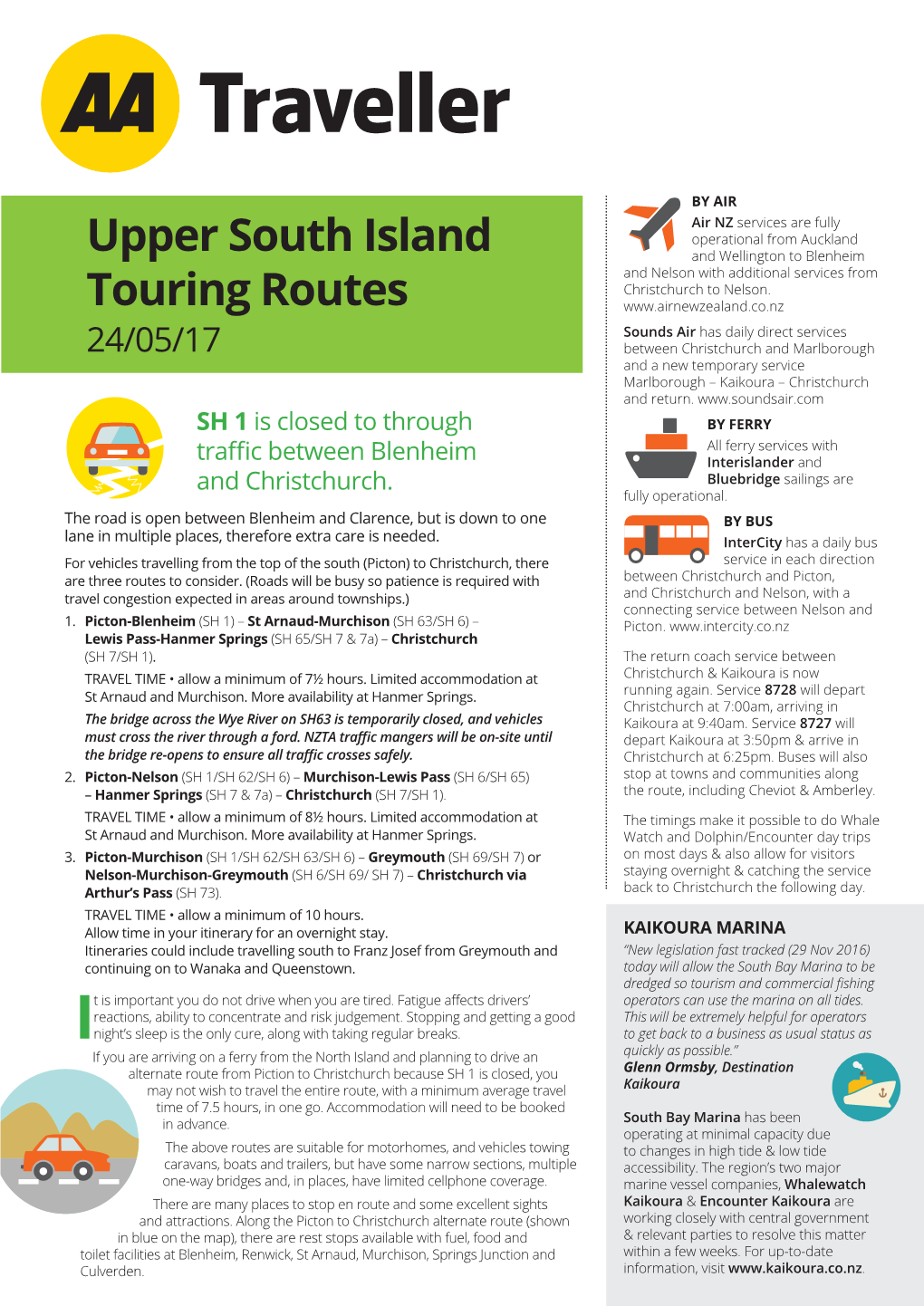Upper South Island Touring Routes
