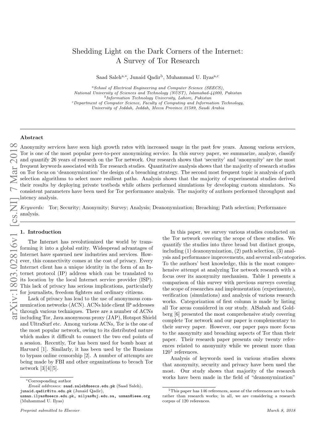 Arxiv:1803.02816V1 [Cs.NI] 7 Mar 2018