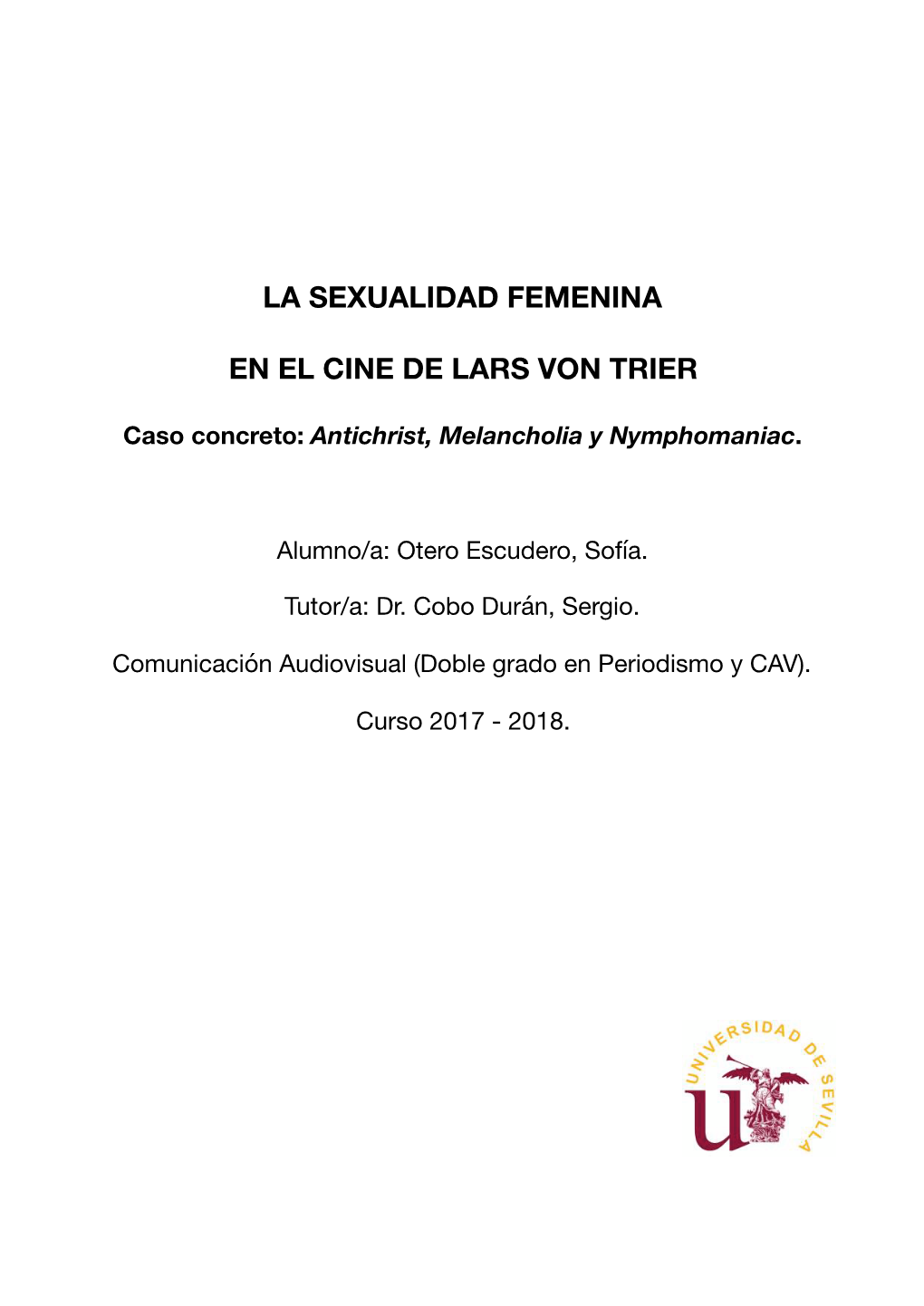 La Sexualidad Femenina En El Cine De Lars Von Trier