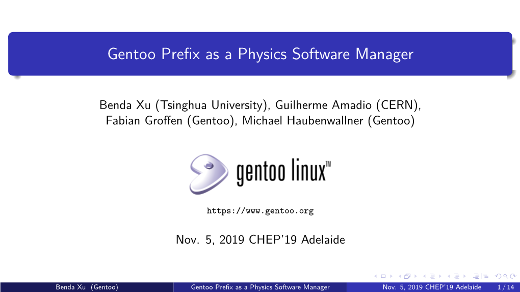Gentoo Prefix As a Physics Software Manager