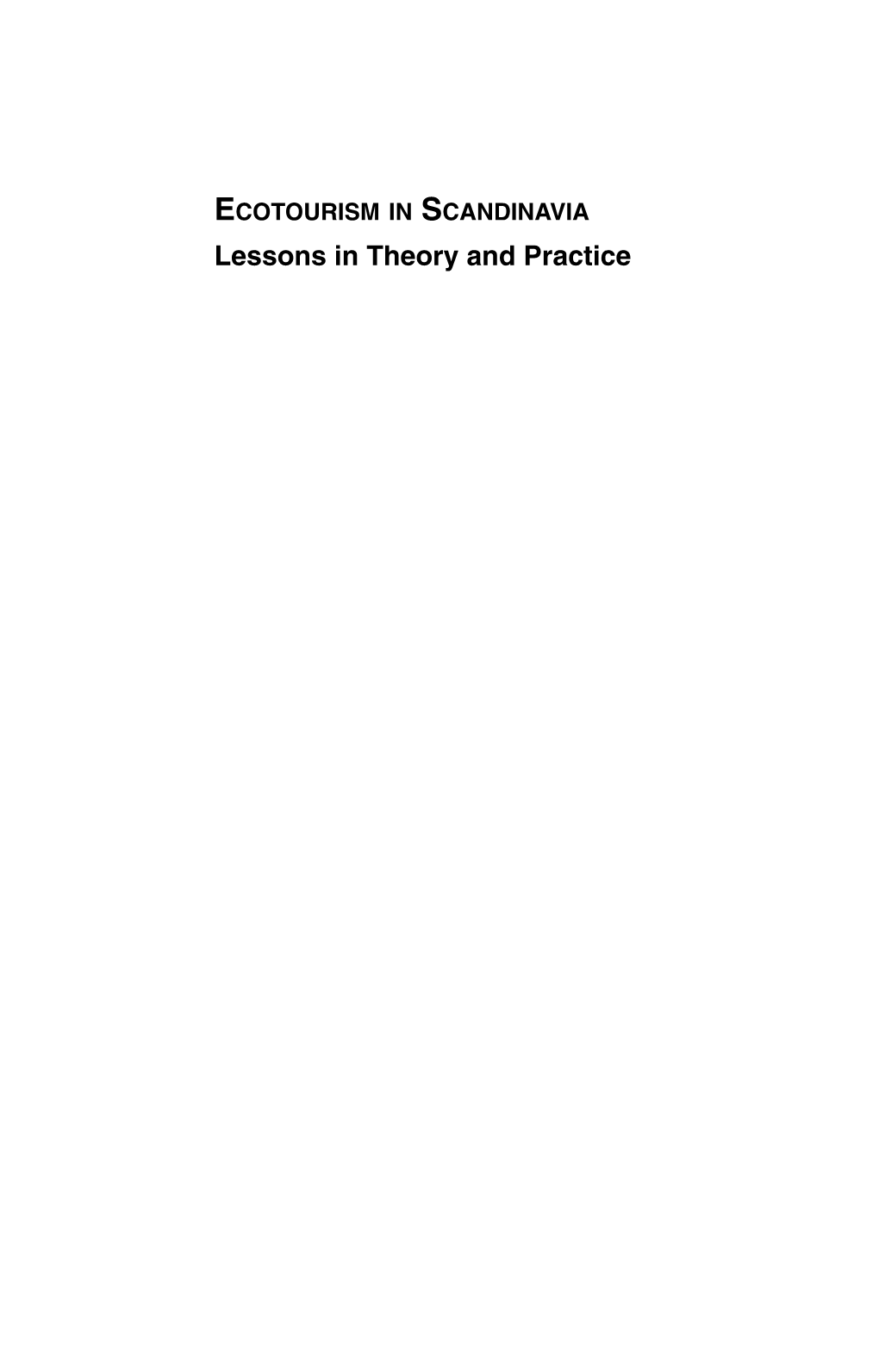 Lessons in Theory and Practice Ecotourism Book Series