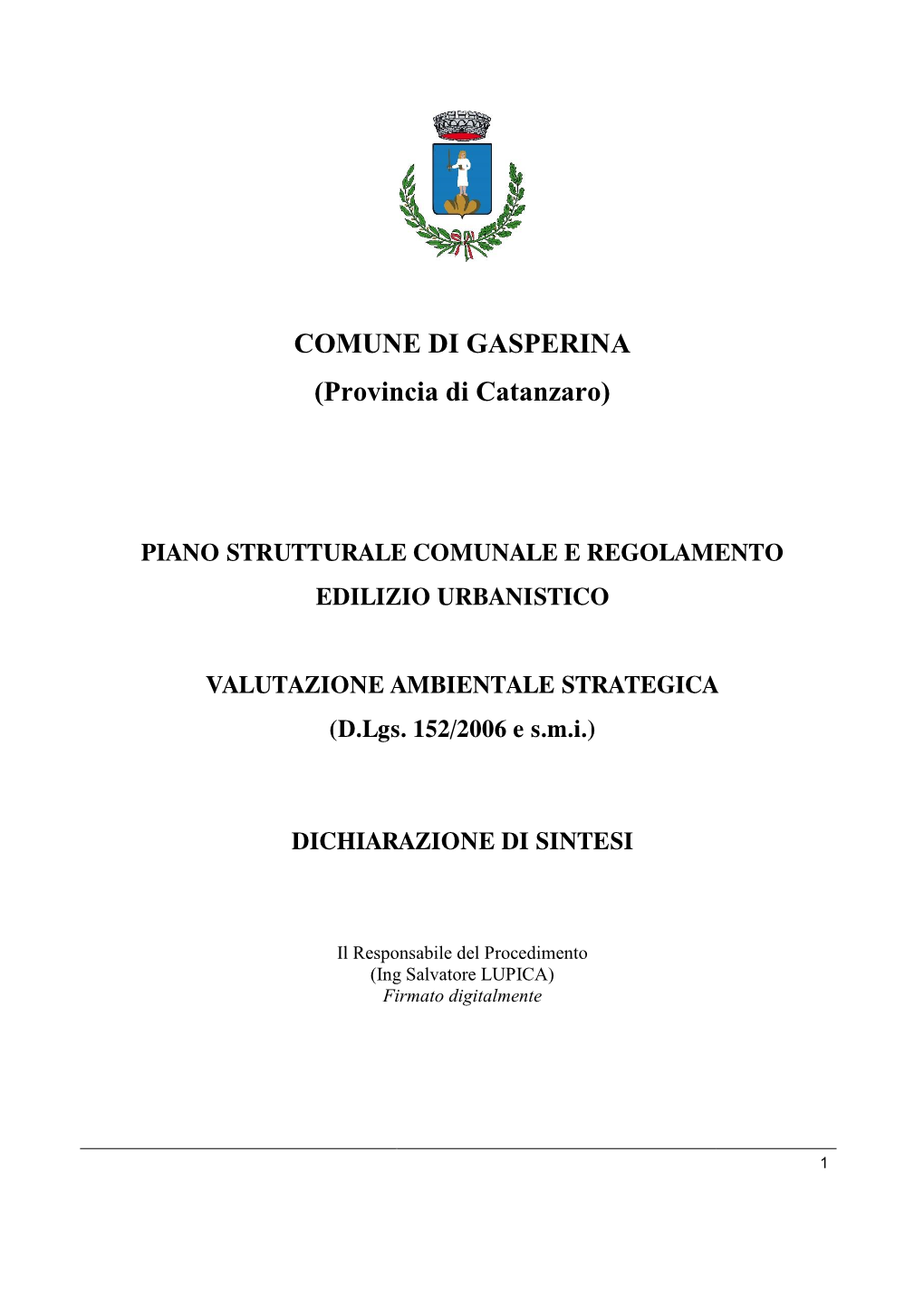 COMUNE DI GASPERINA (Provincia Di Catanzaro)