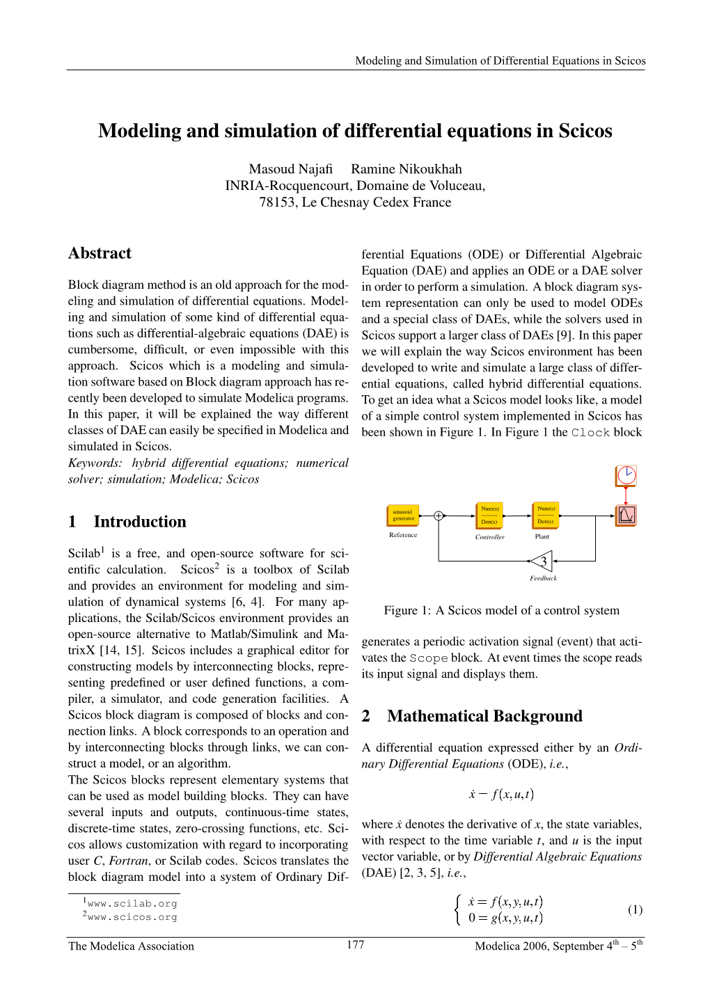 Modeling and Simulation of Differential Equations in Scicos