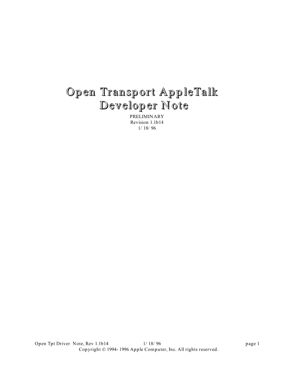 Open Transport Appletalk Developer Note