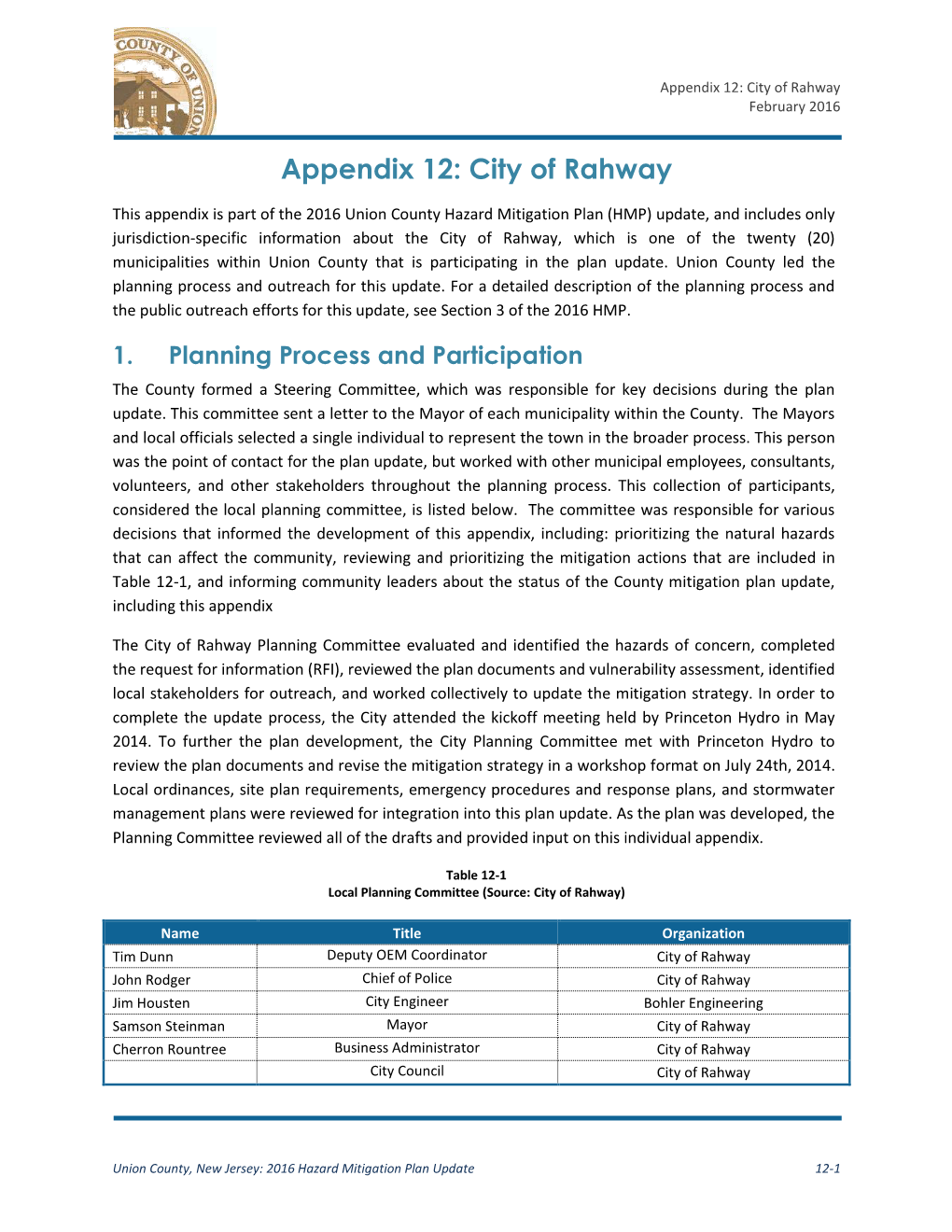 Appendix 12: City of Rahway February 2016