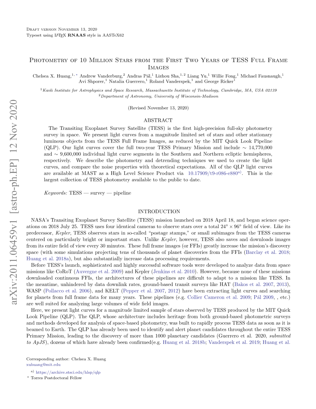 Arxiv:2011.06459V1 [Astro-Ph.EP] 12 Nov 2020 Are Well Suited for Analyzing Large Volumes of Wide ﬁeld Images