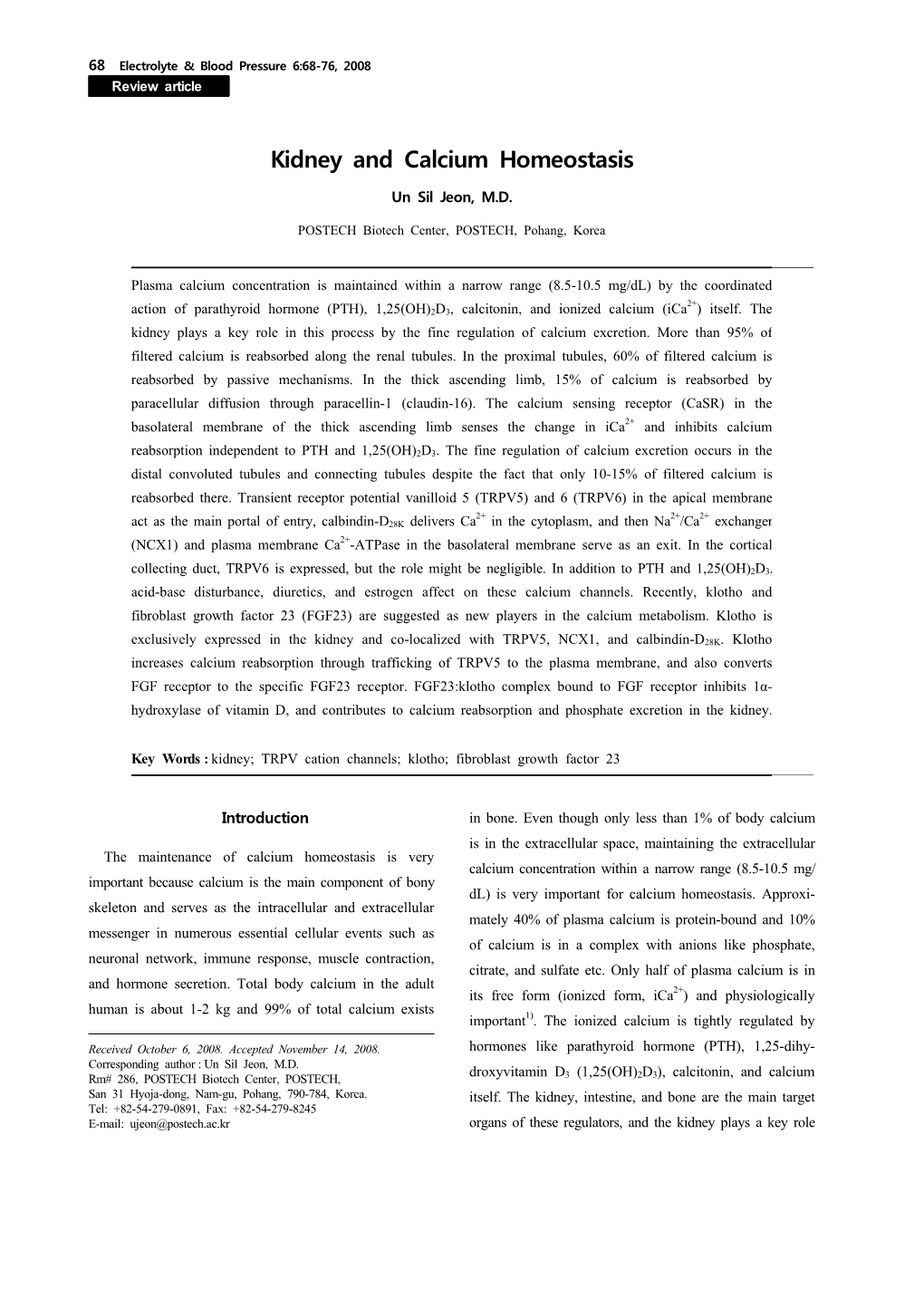 Kidney and Calcium Homeostasis