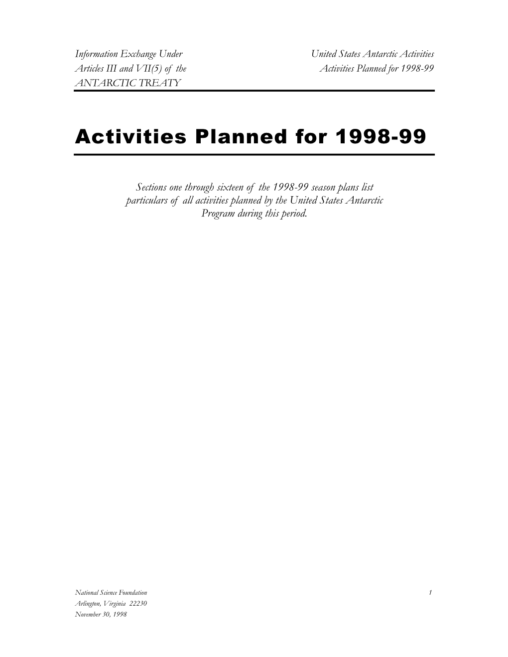 1998-99 Plans