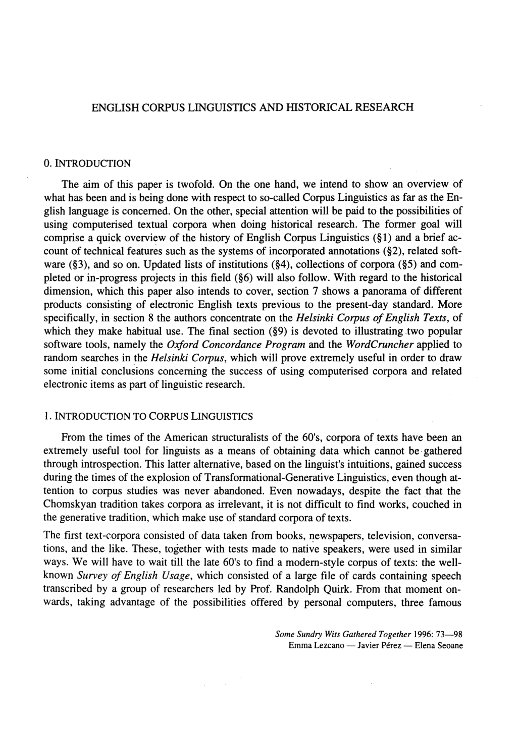 English Corpus Linguistics and Historical Research