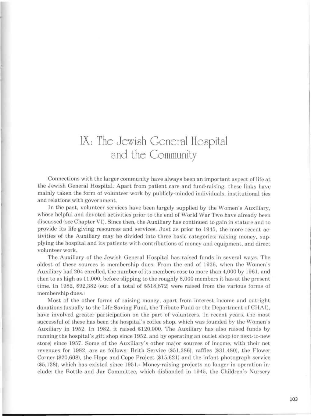 IX: the Jewish Ceneralliospital and the Community