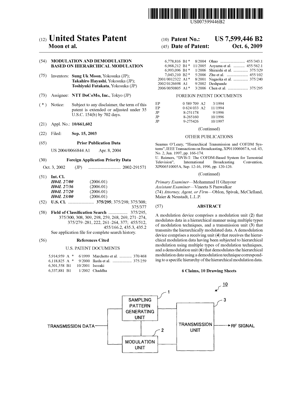 (12) United States Patent (10) Patent No.: US 7,599.446 B2 M00n Et Al