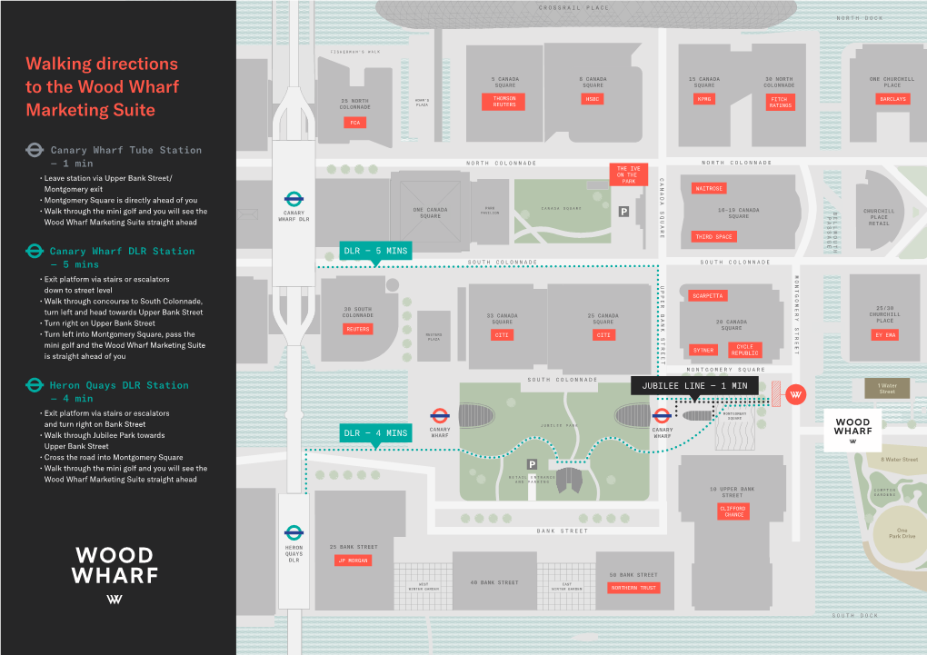 Walking Directions to the Wood Wharf Marketing Suite