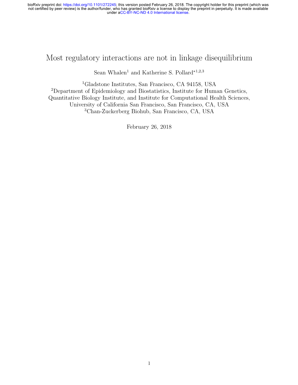 Most Regulatory Interactions Are Not in Linkage Disequilibrium