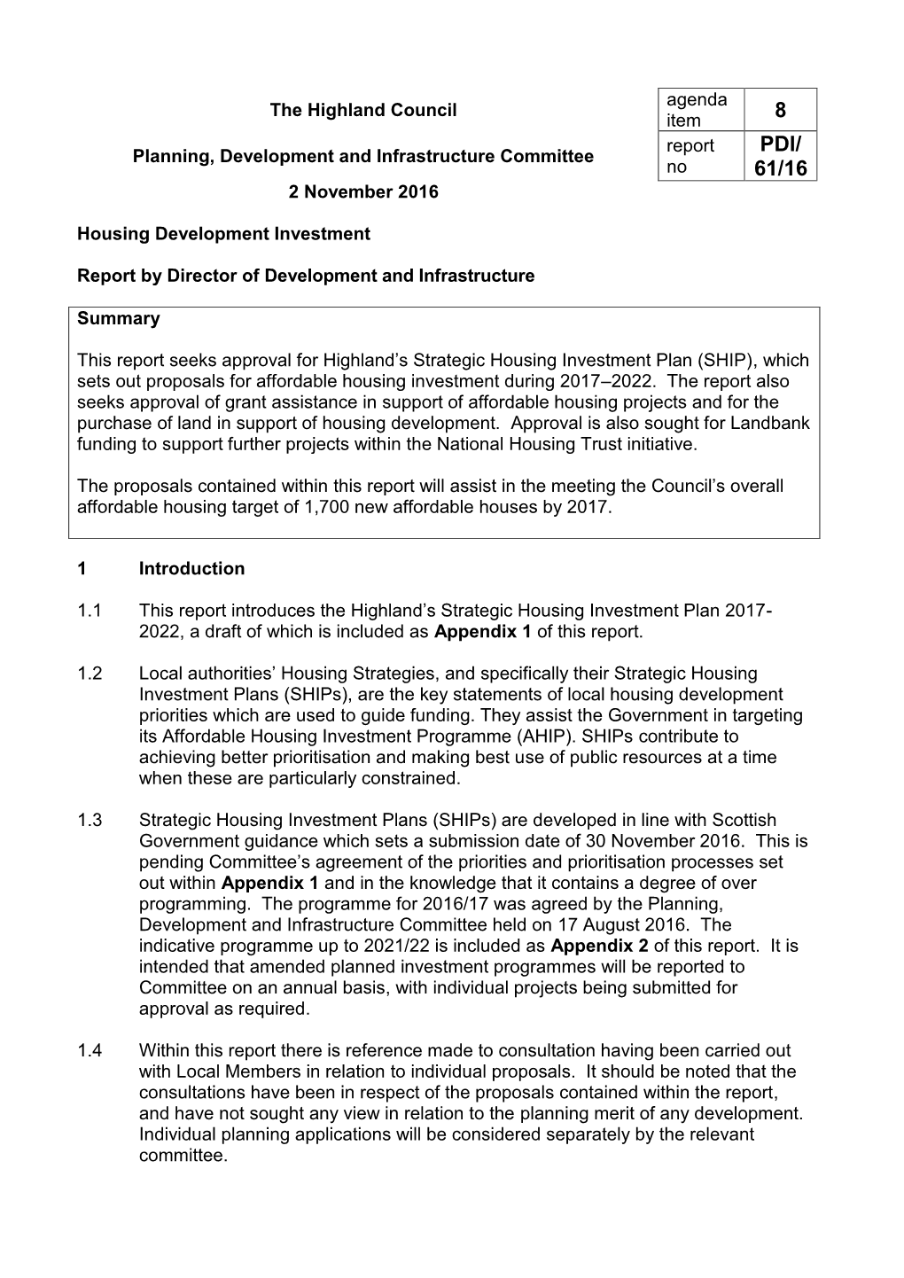 Housing Development Investment