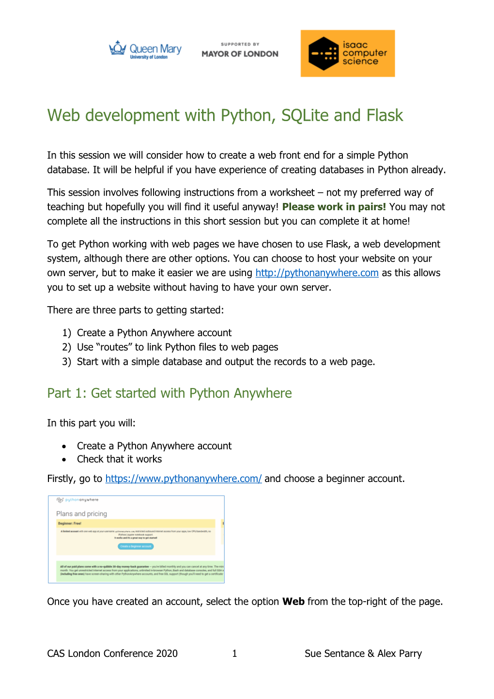 Web Development with Python, Sqlite and Flask