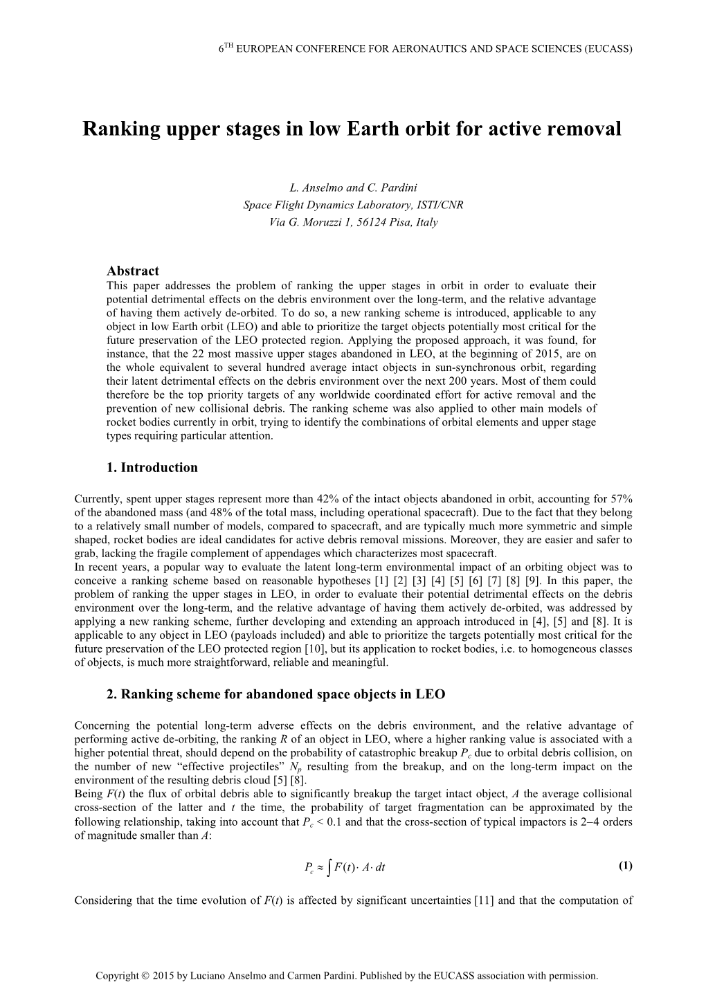 Ranking Upper Stages in Low Earth Orbit for Active Removal