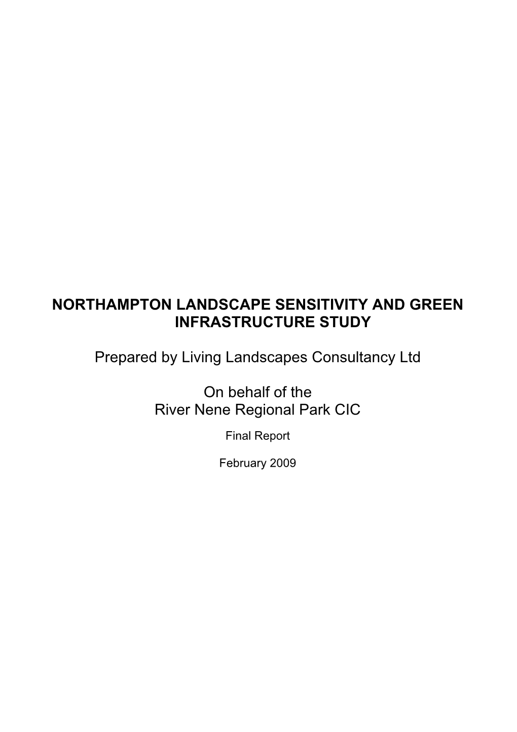 Northampton Landscape Sensitivity and Green Infrastructure Study