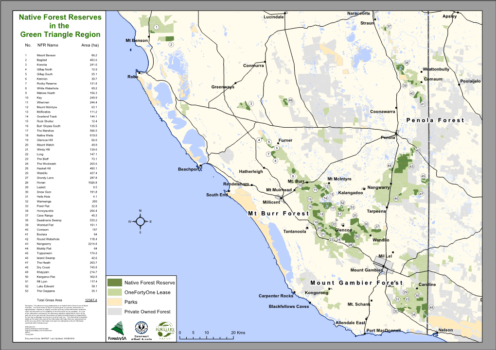 Native Forest Reserves in the Green Triangle Region