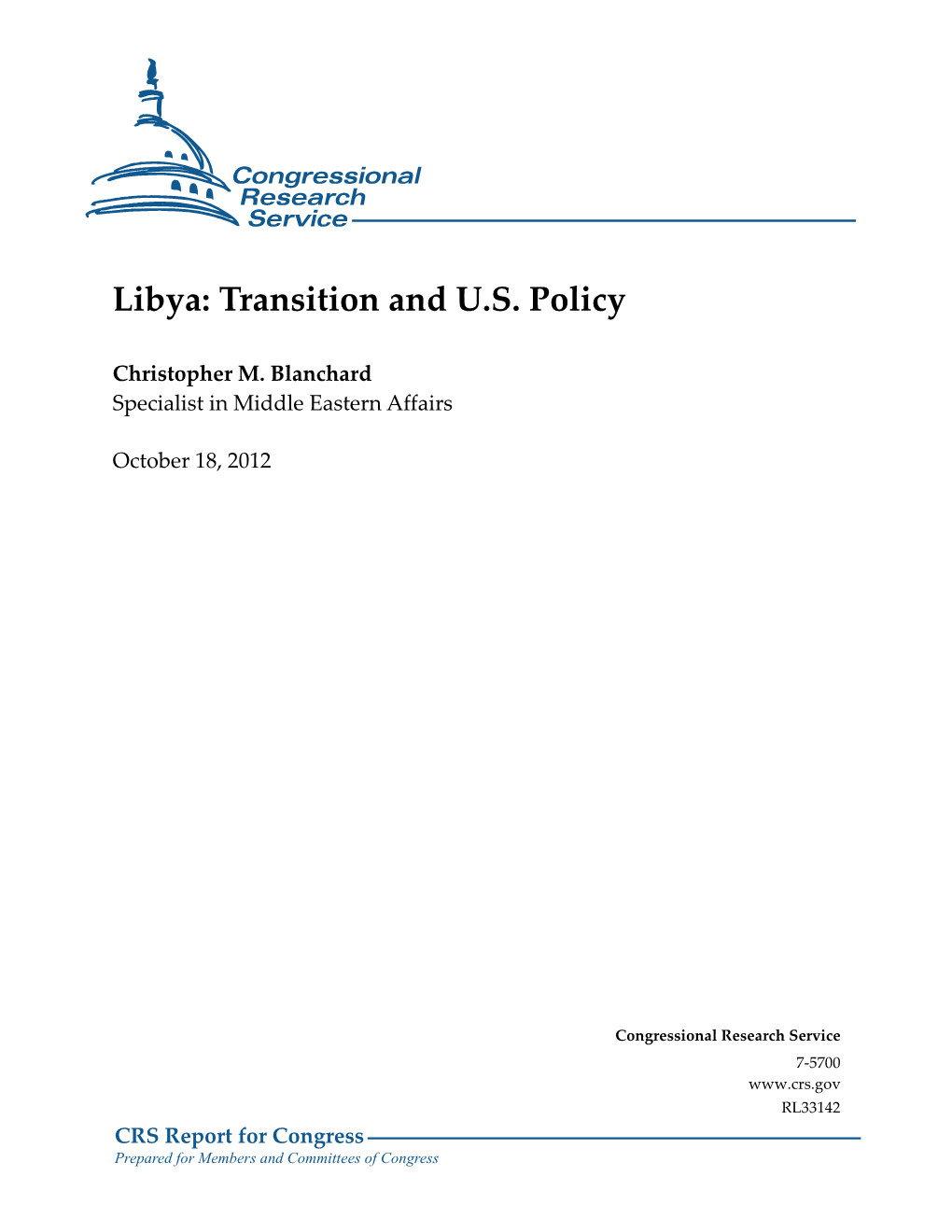 Libya: Transition and U.S