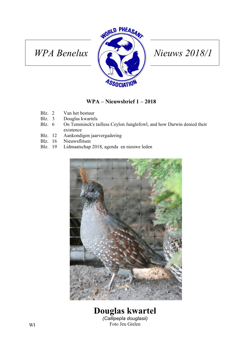 WPA-Benelux Nieuwsbrief 2018-1