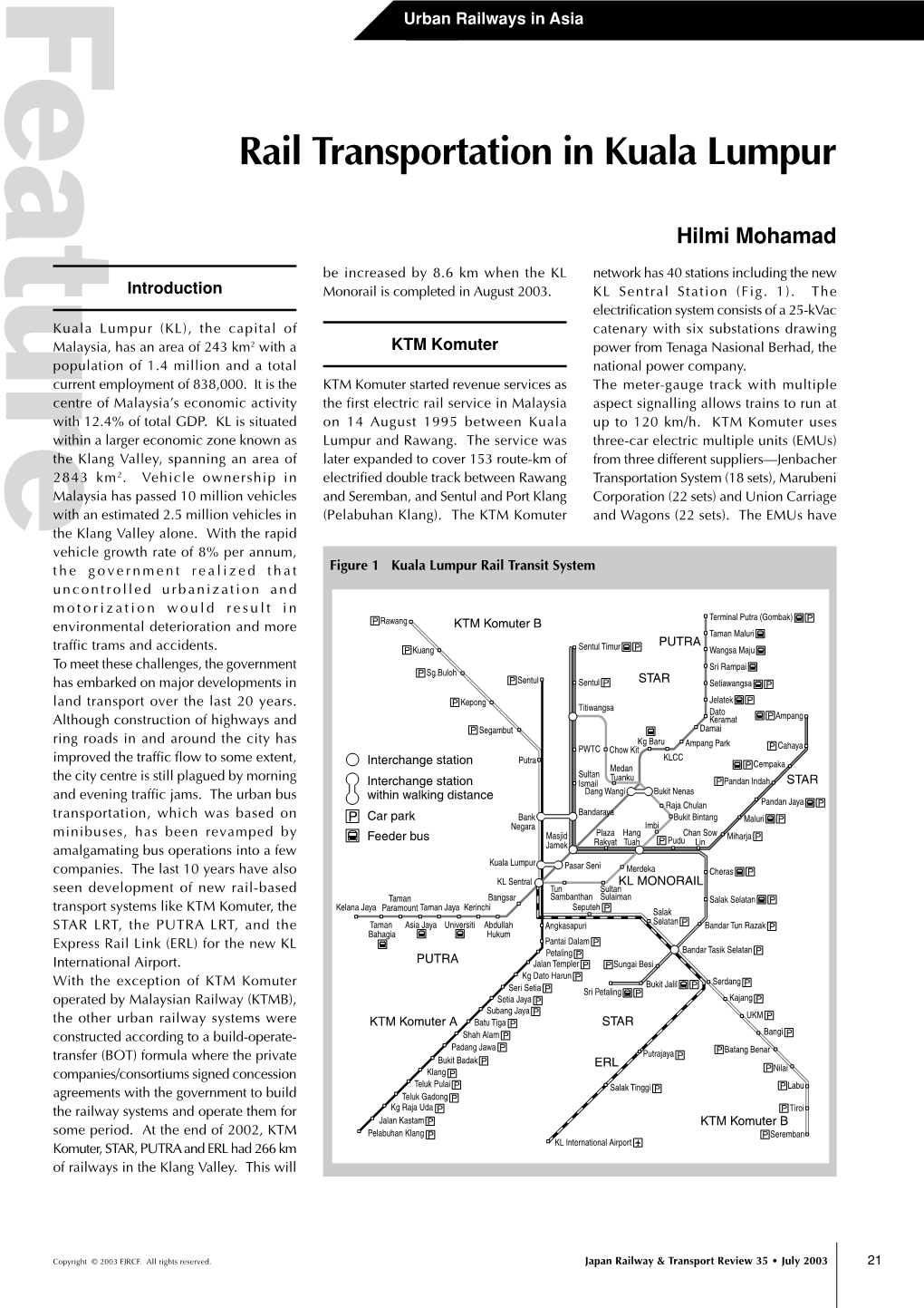 Rail Transportation in Kuala Lumpur