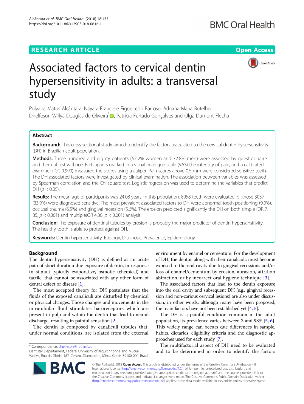 Associated Factors to Cervical Dentin Hypersensitivity
