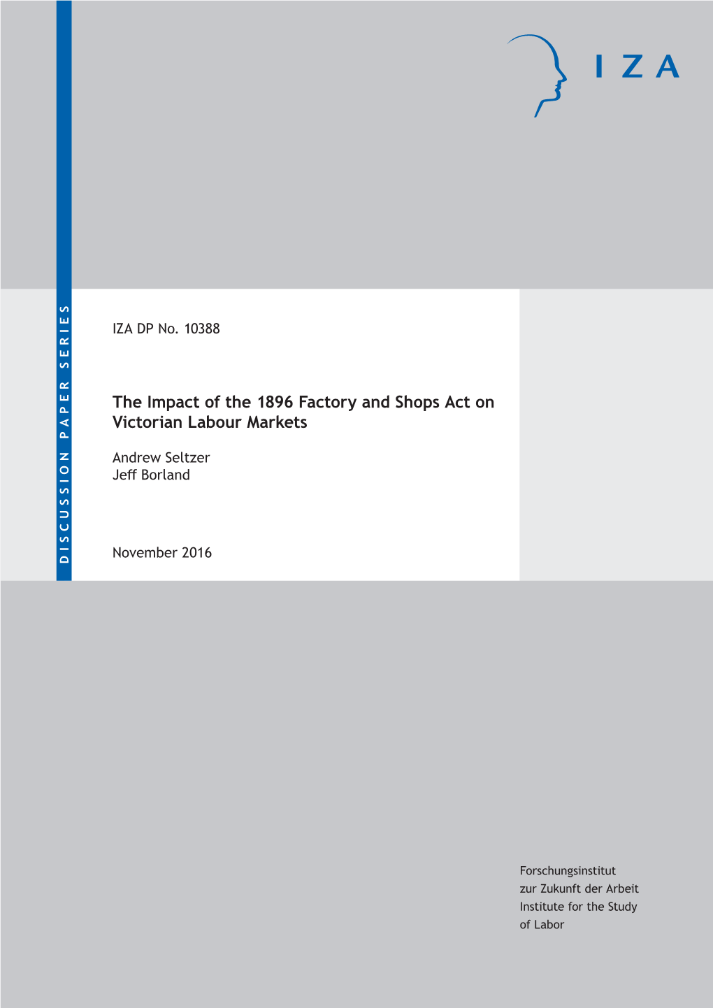 The Impact of the 1896 Factory and Shops Act on Victorian Labour Markets