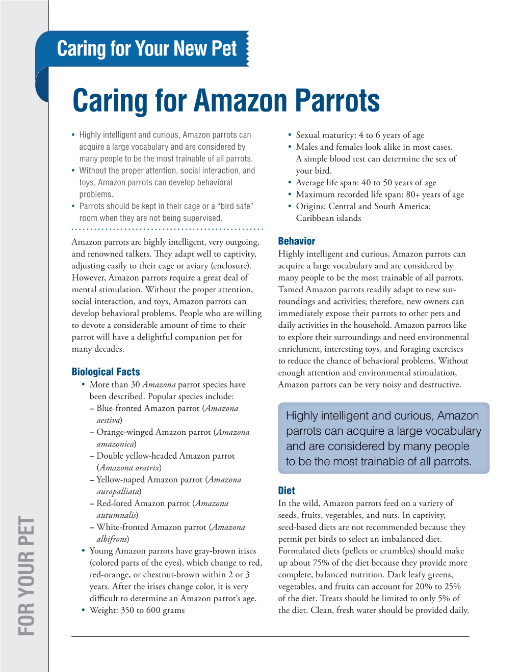 Caring for Amazon Parrots