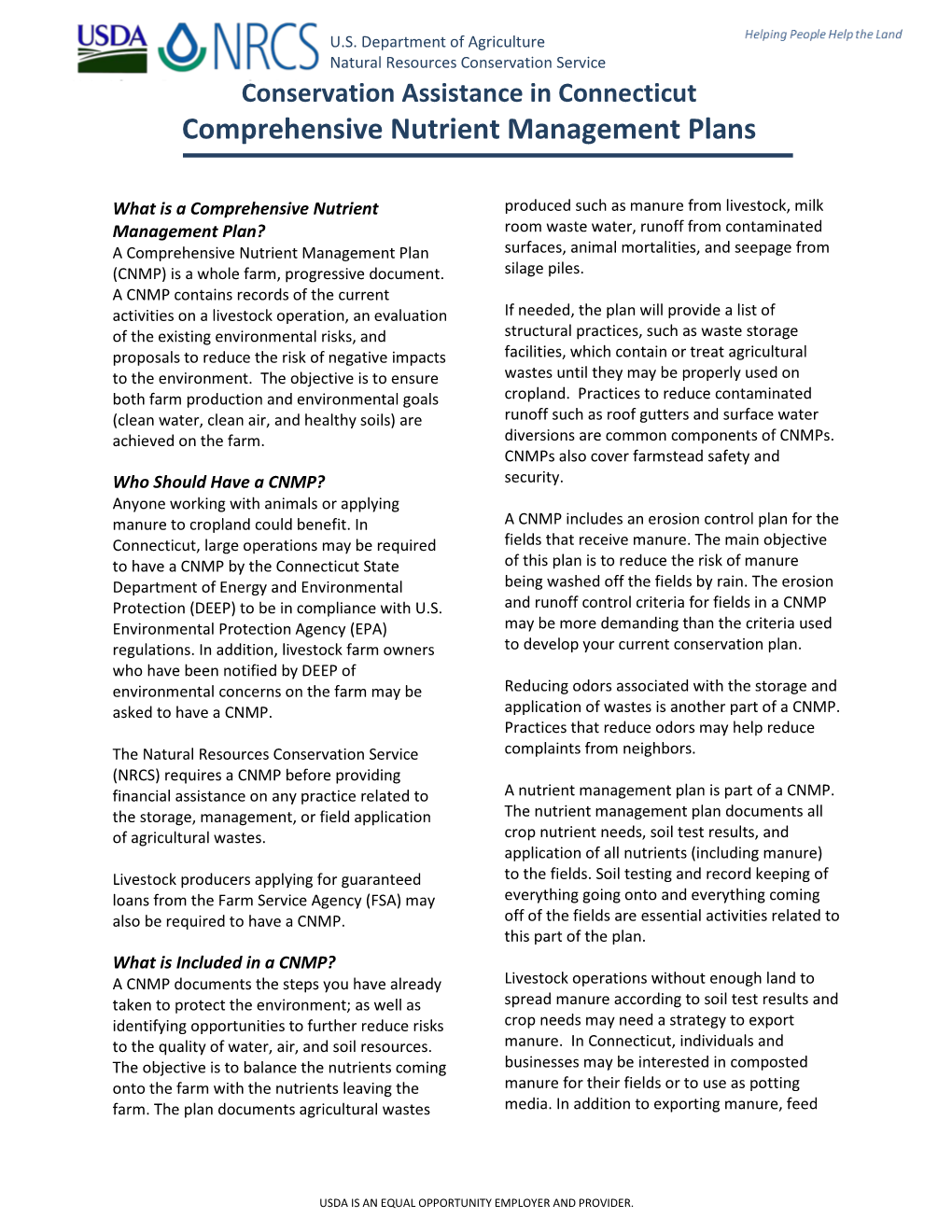 Comprehensive Nutrient Management Plans