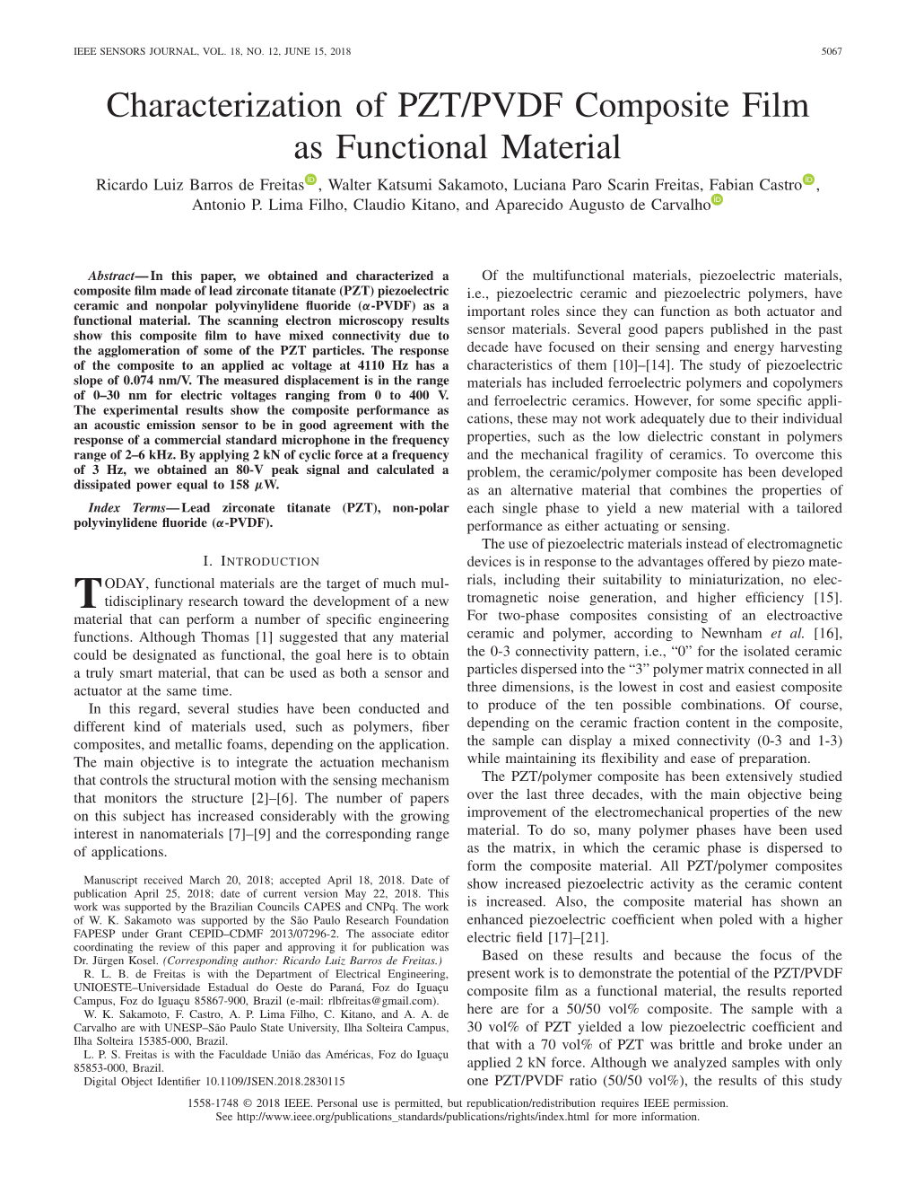 Characterization of PZT/PVDF Composite Film As Functional Material