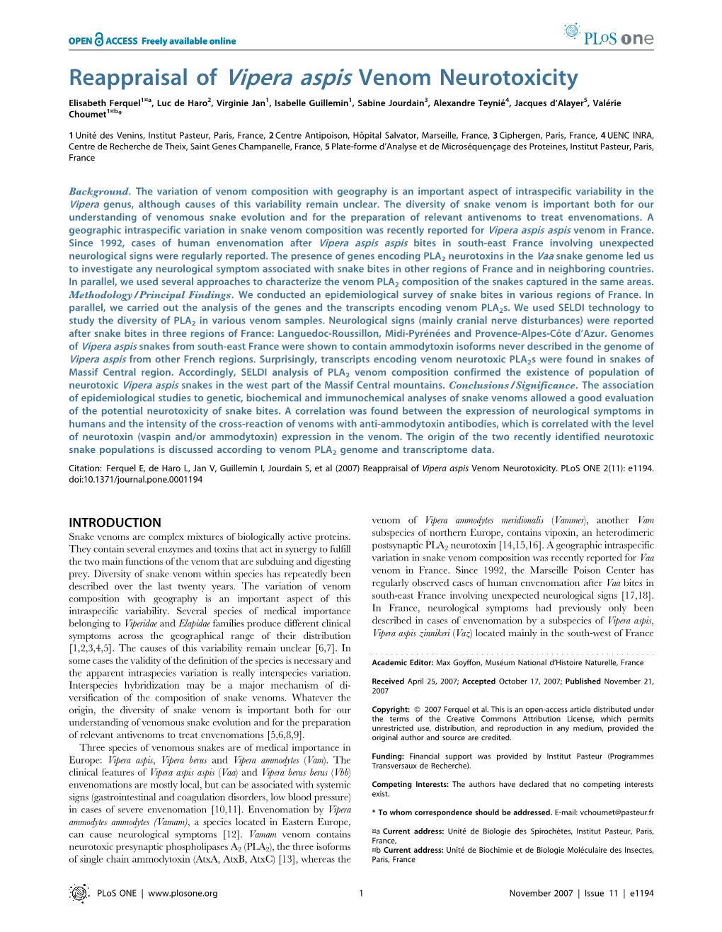 Reappraisal of Vipera Aspis Venom Neurotoxicity