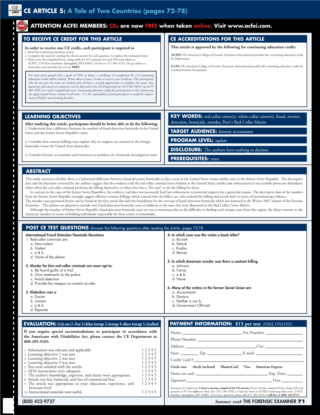 CE ARTICLE 5: a Tale of Two Countries (Pages 72-78)