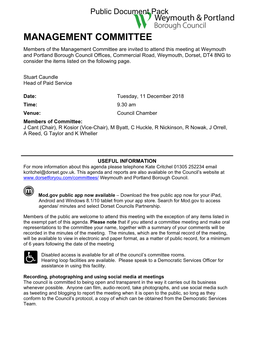 (Public Pack)Agenda Document for Weymouth & Portland Borough