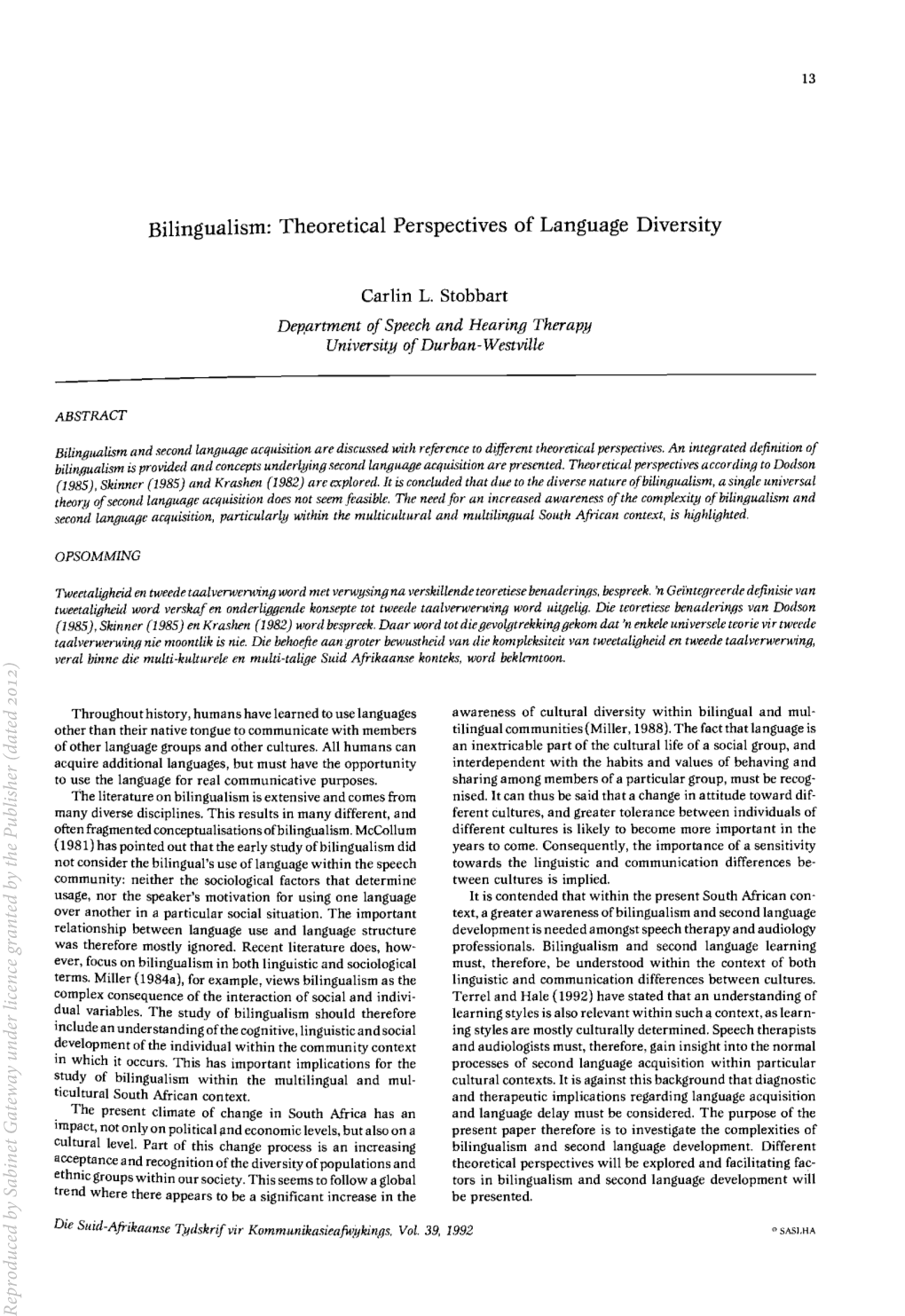 Theoretical Perspectives of Language Diversity