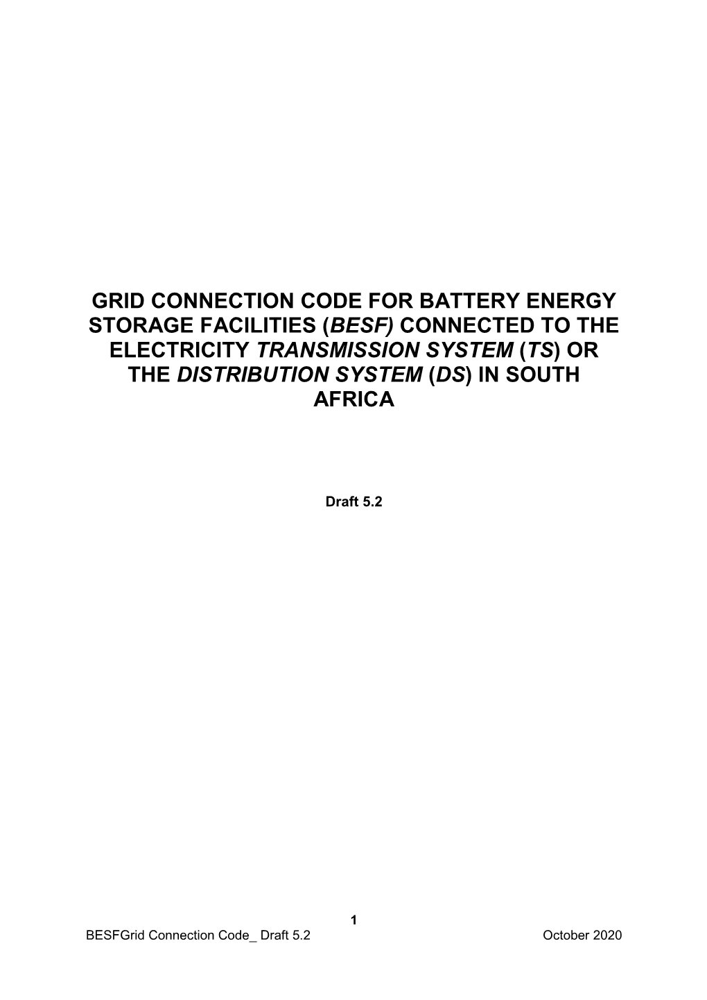 Grid Connection Code for Battery Energy